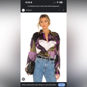 Melanni Top in Dark Olive Multi by Equipment